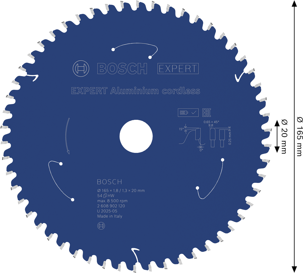 Bosch EXPERT alumiiniumist akuga ringsae tera, läbimõõt 165 mm.